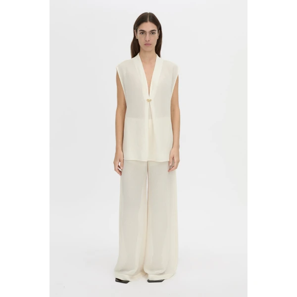 Camilla and Marc Tessara Top in Cream, view 4 | Sleeveless | Luxury Shoes 