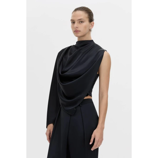 Camilla and Marc Velin Drape Top in French Navy, view 3 | Sleeveless | Luxury Shoes 