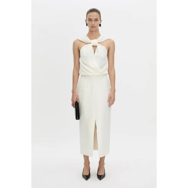 Camilla and Marc Vene Halter Top in Cream, view 2 | Sleeveless | Luxury Shoes 