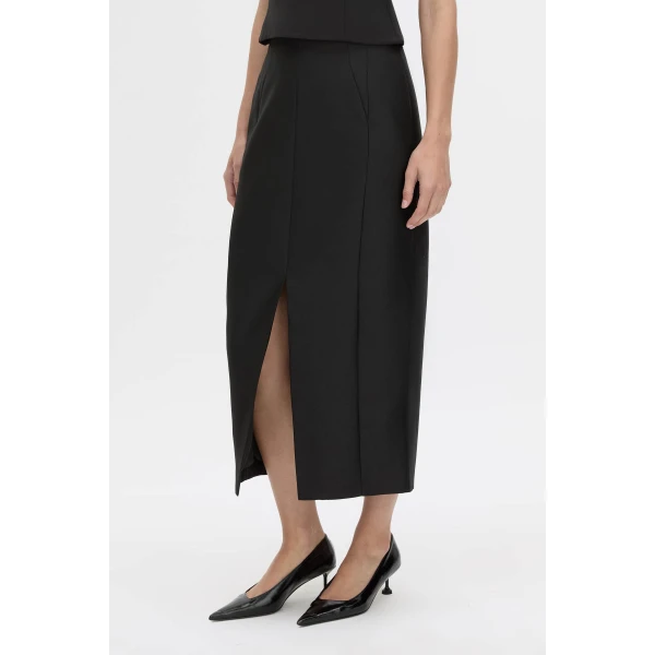 Camilla and Marc Vene Midi Skirt in Black, view 3 | Midi Skirts | Luxury Shoes 