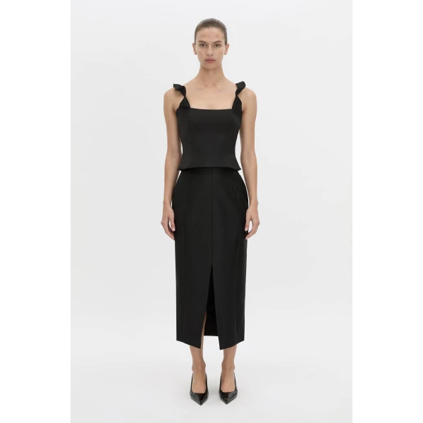 Camilla and Marc Vene Midi Skirt in Black, view 4 | Midi Skirts | Luxury Shoes 