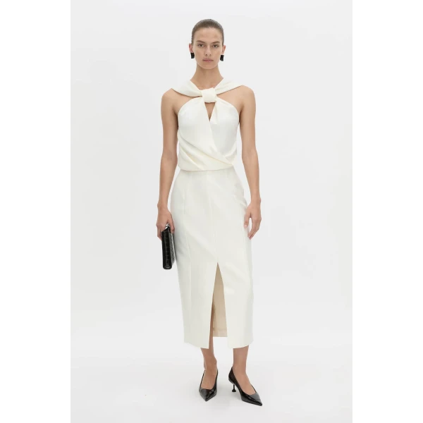 Camilla and Marc Vene Midi Skirt in Cream, view 2 | Midi Skirts | Luxury Shoes 
