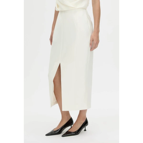 Camilla and Marc Vene Midi Skirt in Cream, view 3 | Midi Skirts | Luxury Shoes 
