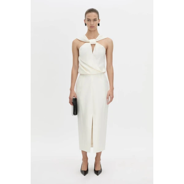 Camilla and Marc Vene Midi Skirt in Cream, view 4 | Midi Skirts | Luxury Shoes 