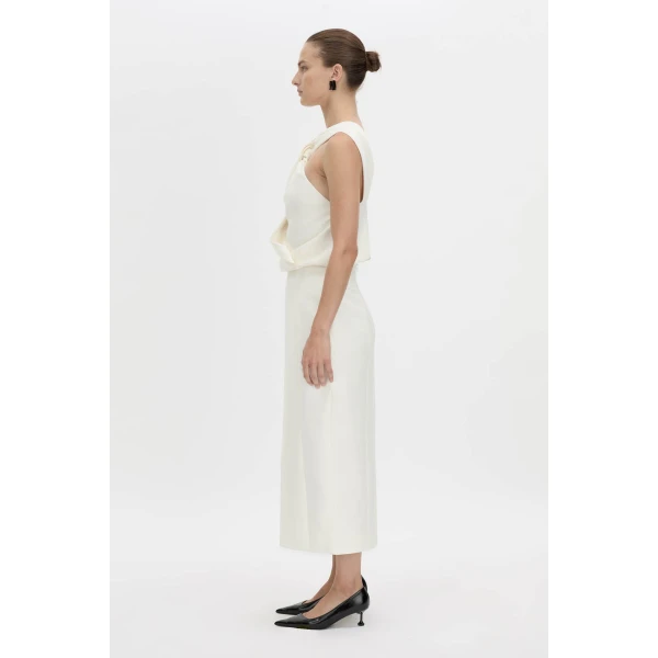 Camilla and Marc Vene Midi Skirt in Cream, view 6 | Midi Skirts | Luxury Shoes 