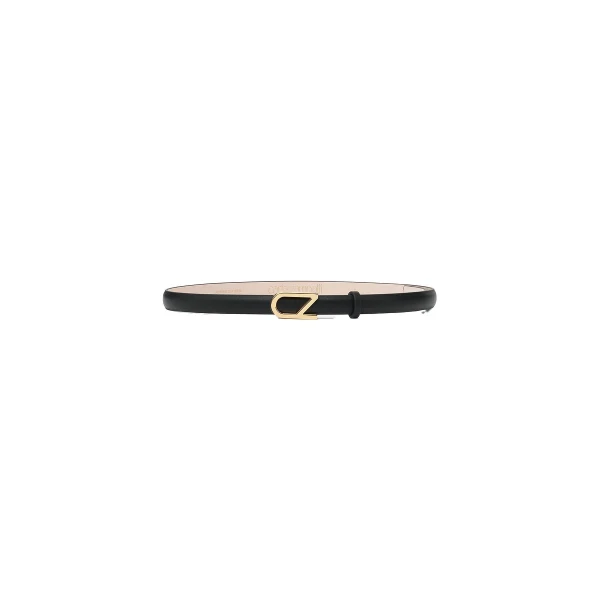 Black CZ Thin Logo Belt