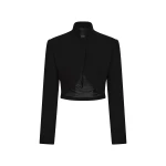 Carla Zampatti Black Crepe Crop Jacket | Blazers | Luxury Shoes 