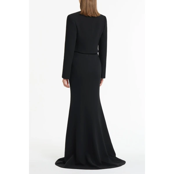 Carla Zampatti Black Crepe Crop Jacket | Blazers | Luxury Shoes 