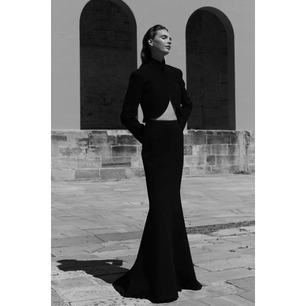Carla Zampatti Black Crepe Crop Jacket | Blazers | Luxury Shoes 