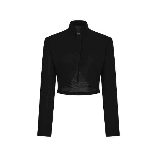 Carla Zampatti Black Crepe Crop Jacket | Blazers | Luxury Shoes 