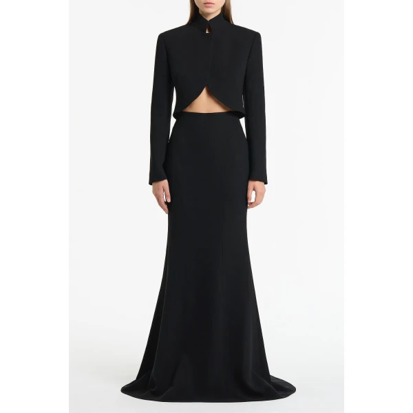 Carla Zampatti Black Crepe Fishtail Maxi Skirt | Maxi Skirts | Luxury Shoes 