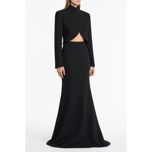 Carla Zampatti Black Crepe Fishtail Maxi Skirt | Maxi Skirts | Luxury Shoes 