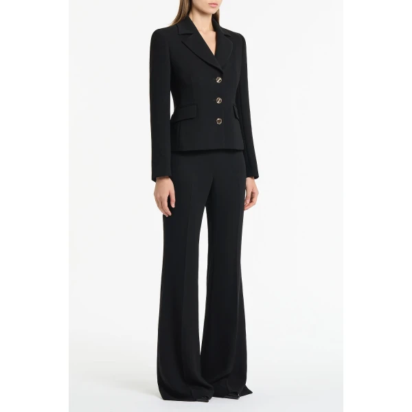 Carla Zampatti Black Crepe Fitted Waist Jacket | Blazers | Luxury Shoes 