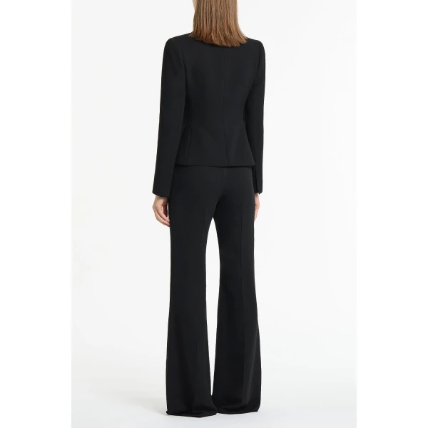 Carla Zampatti Black Crepe Fitted Waist Jacket | Blazers | Luxury Shoes 