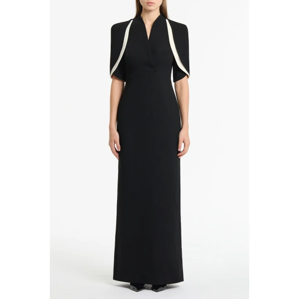 Carla Zampatti Black Crepe Layered Sleeve Gown | Evening Gowns | Luxury Shoes 