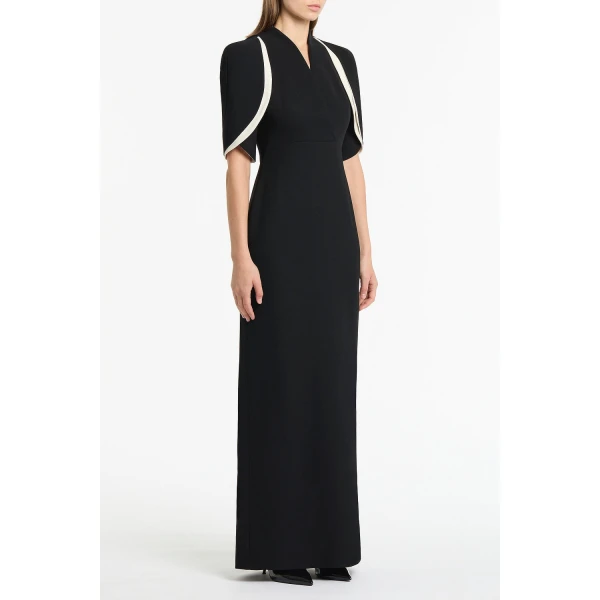 Carla Zampatti Black Crepe Layered Sleeve Gown | Evening Gowns | Luxury Shoes 