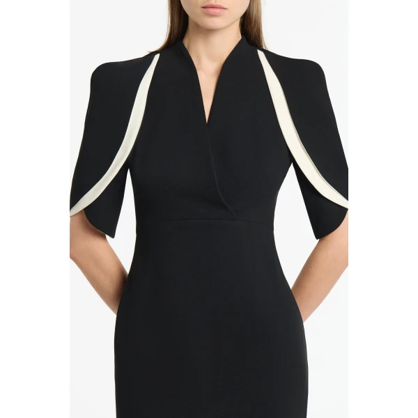 Carla Zampatti Black Crepe Layered Sleeve Gown | Evening Gowns | Luxury Shoes 