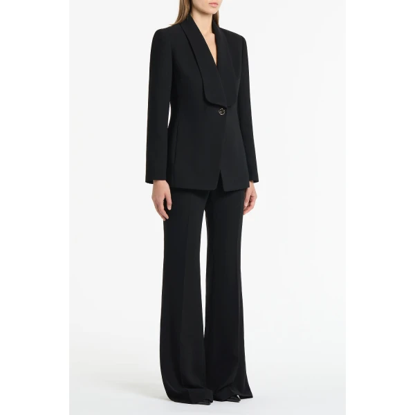 Carla Zampatti Black Crepe Shawl Collar Jacket | Blazers | Luxury Shoes 