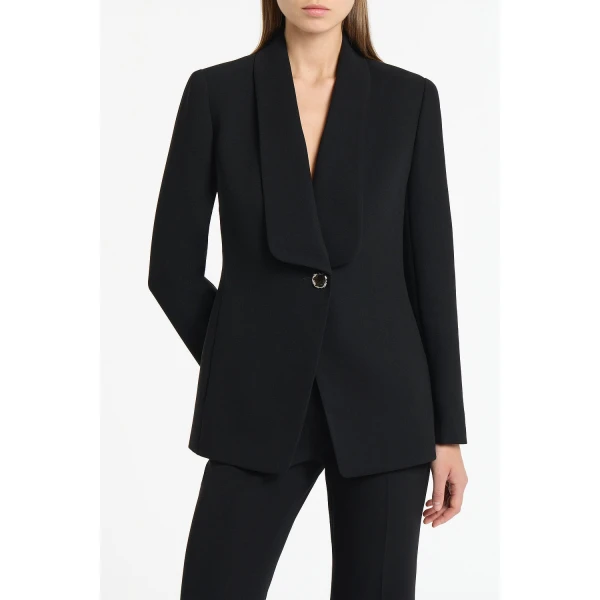 Carla Zampatti Black Crepe Shawl Collar Jacket | Blazers | Luxury Shoes 
