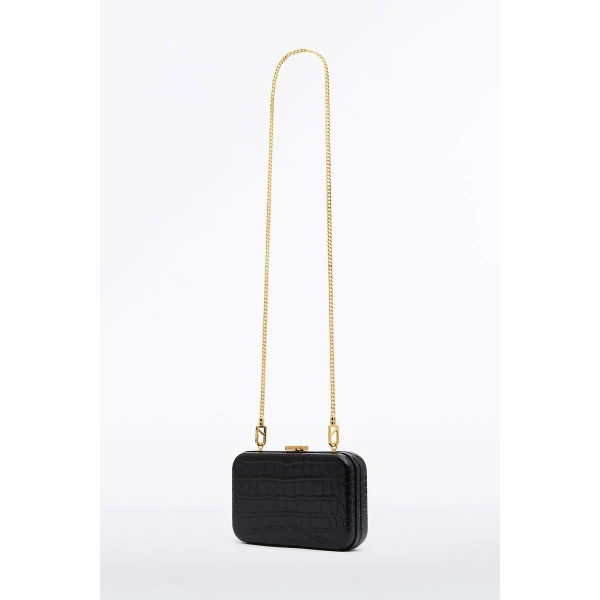 Carla Zampatti Black Croc CZ Cubo Clutch | Clutch Bags | Luxury Shoes 