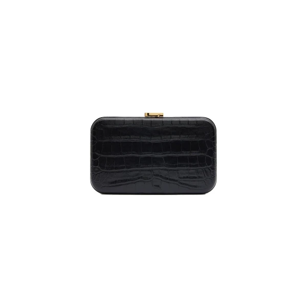 Black Croc CZ Cubo Clutch