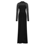 Carla Zampatti Black Mesh Spot Contrast Gown | Evening Gowns | Luxury Shoes 