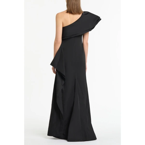 Carla Zampatti Black Taffeta Asymmetric One Shoulder Dress | Maxi Dresses | Luxury Shoes 
