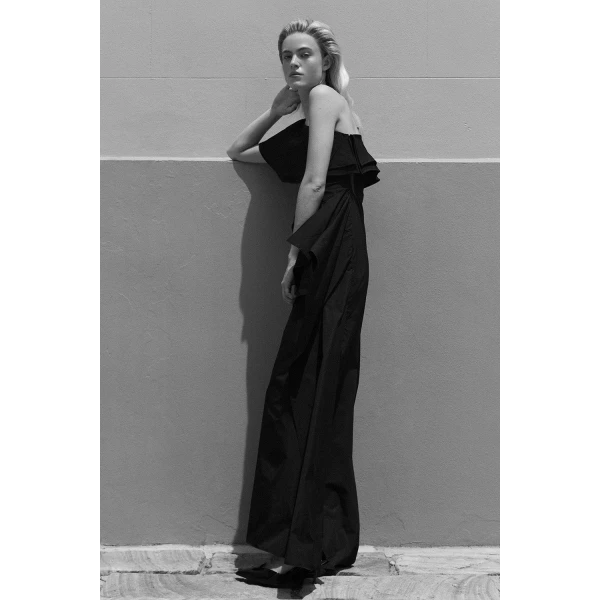 Carla Zampatti Black Taffeta Asymmetric One Shoulder Dress | Maxi Dresses | Luxury Shoes 