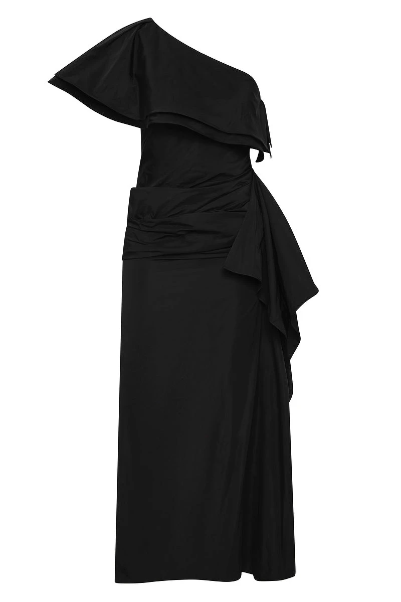 Carla Zampatti Black Taffeta Asymmetric One Shoulder Dress Carla Zampatti Black Taffeta Asymmetric One Shoulder Dress | Maxi Dresses | Luxury Shoes