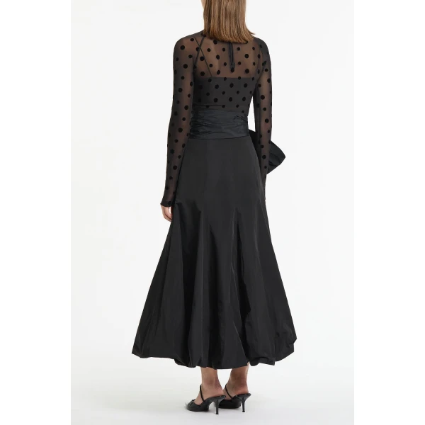 Carla Zampatti Black Taffeta Tie Waist Bubble Skirt | Midi Skirts | Luxury Shoes 