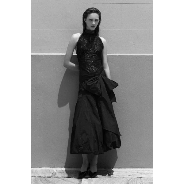 Carla Zampatti Black Taffeta Tie Waist Bubble Skirt | Midi Skirts | Luxury Shoes 