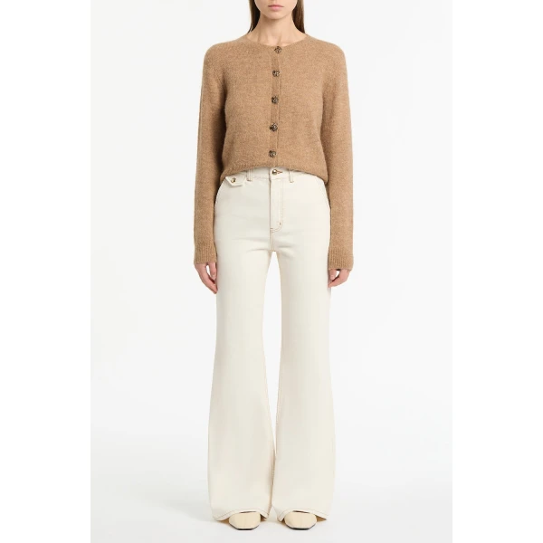 Carla Zampatti Ecru Bootleg Denim Jeans | Denim | Luxury Shoes 