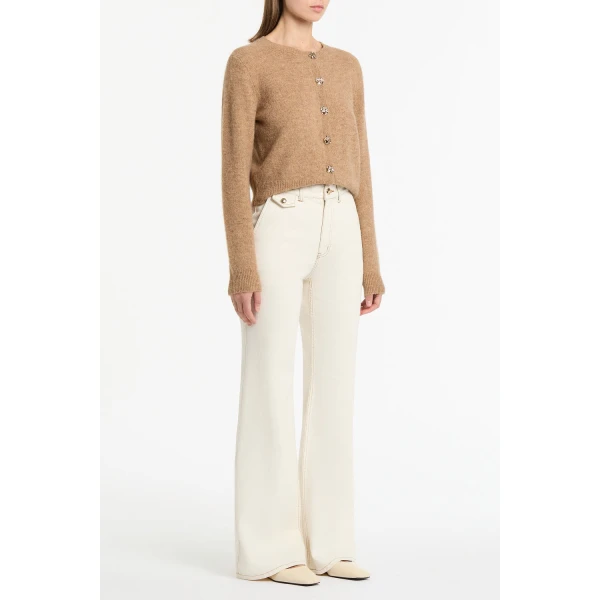 Carla Zampatti Ecru Bootleg Denim Jeans | Denim | Luxury Shoes 