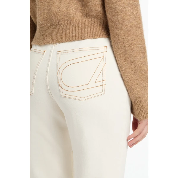 Carla Zampatti Ecru Bootleg Denim Jeans | Denim | Luxury Shoes 