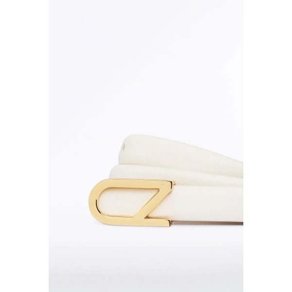 Carla Zampatti Ivory CZ Thin Logo Belt | Belts | Luxury Shoes 