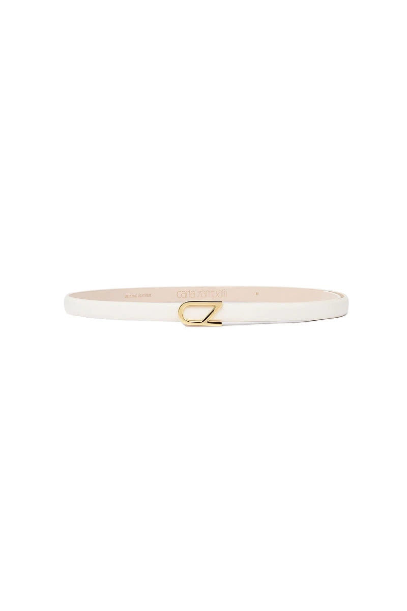 Carla Zampatti Ivory CZ Thin Logo Belt Carla Zampatti Ivory CZ Thin Logo Belt | Belts | Luxury Shoes
