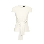 Carla Zampatti Ivory Crepe Cap Sleeve Tie Top | Short Sleeved | Luxury Shoes 