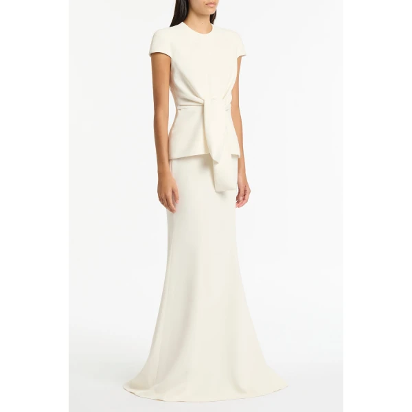 Carla Zampatti Ivory Crepe Cap Sleeve Tie Top | Short Sleeved | Luxury Shoes 