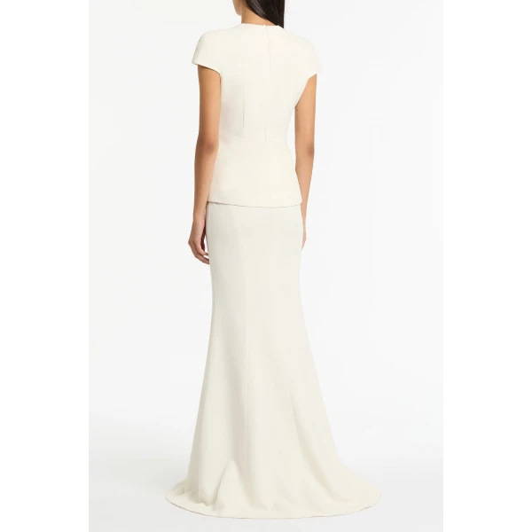 Carla Zampatti Ivory Crepe Cap Sleeve Tie Top | Short Sleeved | Luxury Shoes 