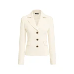 Carla Zampatti Ivory Crepe Fitted Waist Jacket | Blazers | Luxury Shoes 