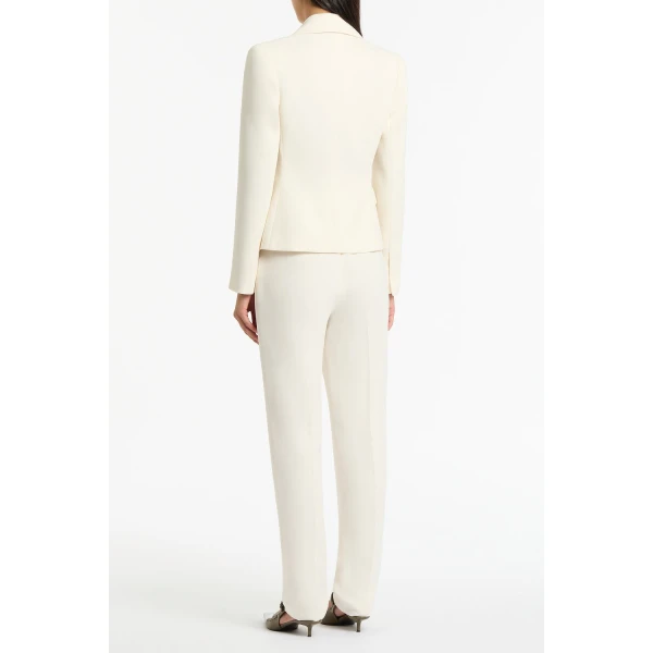 Carla Zampatti Ivory Crepe Fitted Waist Jacket | Blazers | Luxury Shoes 