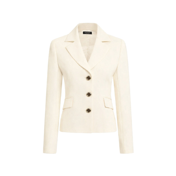 Carla Zampatti Ivory Crepe Fitted Waist Jacket | Blazers | Luxury Shoes 
