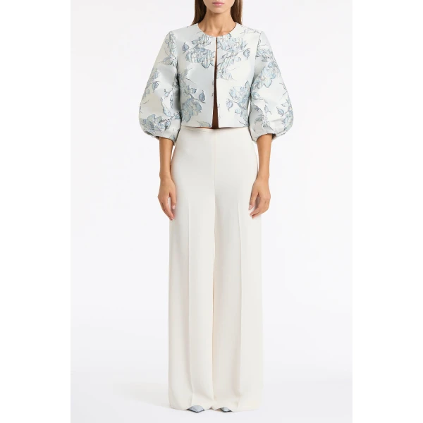 Carla Zampatti Ivory Crepe High Waisted Wide Leg Pant | Wide leg pants | Luxury Shoes 