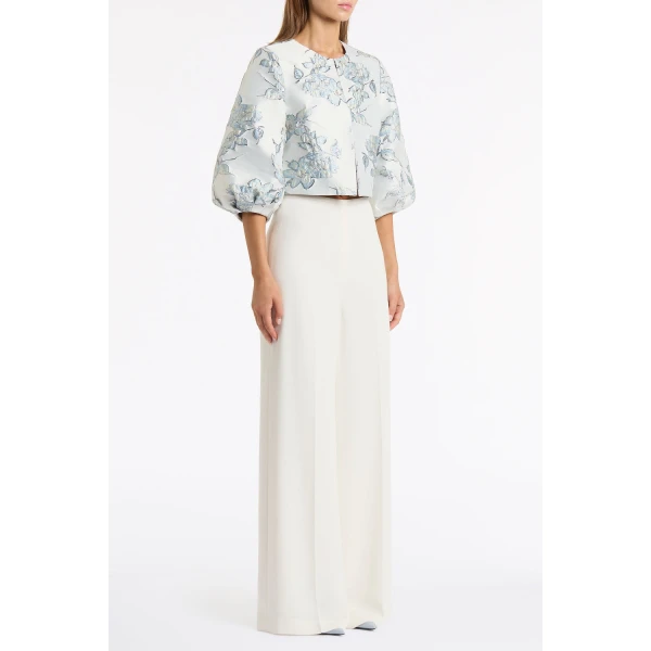 Carla Zampatti Ivory Crepe High Waisted Wide Leg Pant | Wide leg pants | Luxury Shoes 
