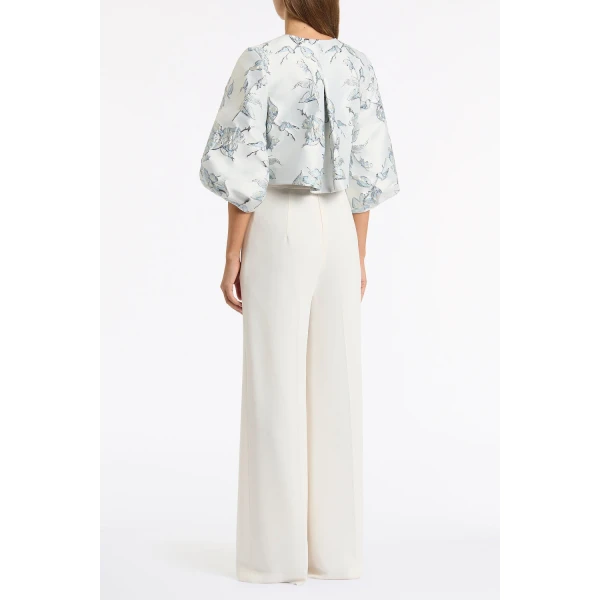 Carla Zampatti Ivory Crepe High Waisted Wide Leg Pant | Wide leg pants | Luxury Shoes 