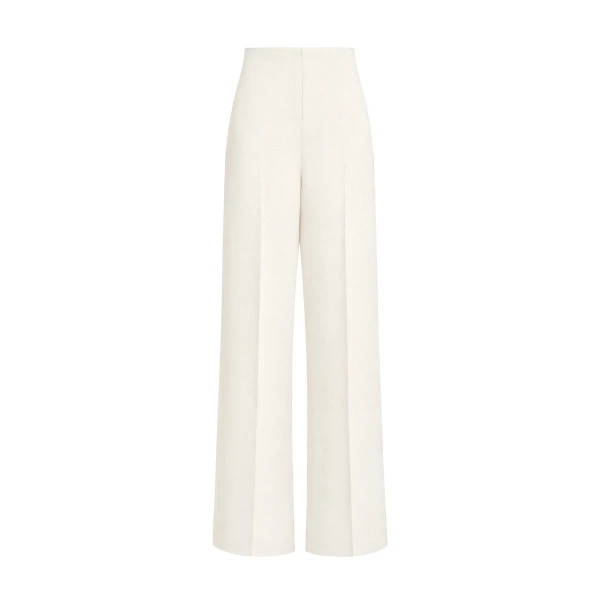 Ivory Crepe High Waisted Wide Leg Pant