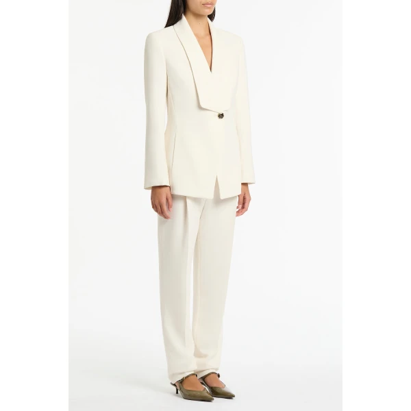 Carla Zampatti Ivory Crepe Shawl Collar Jacket | Blazers | Luxury Shoes 