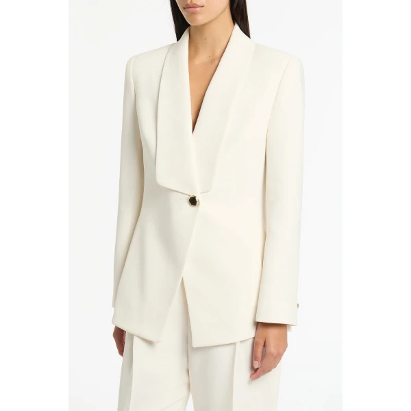 Carla Zampatti Ivory Crepe Shawl Collar Jacket | Blazers | Luxury Shoes 