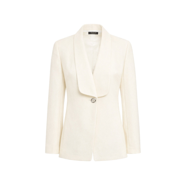 Carla Zampatti Ivory Crepe Shawl Collar Jacket | Blazers | Luxury Shoes 