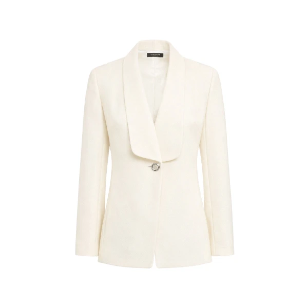Carla Zampatti Ivory Crepe Shawl Collar Jacket | Blazers | Luxury Shoes 